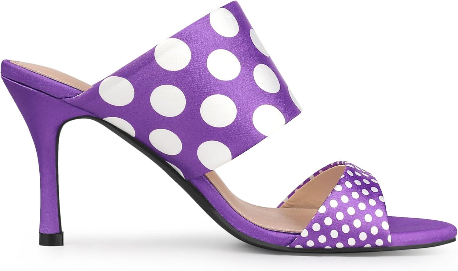 imageAllegra K Womens Polka Dots Stiletto Heel Slides SandalsPurple