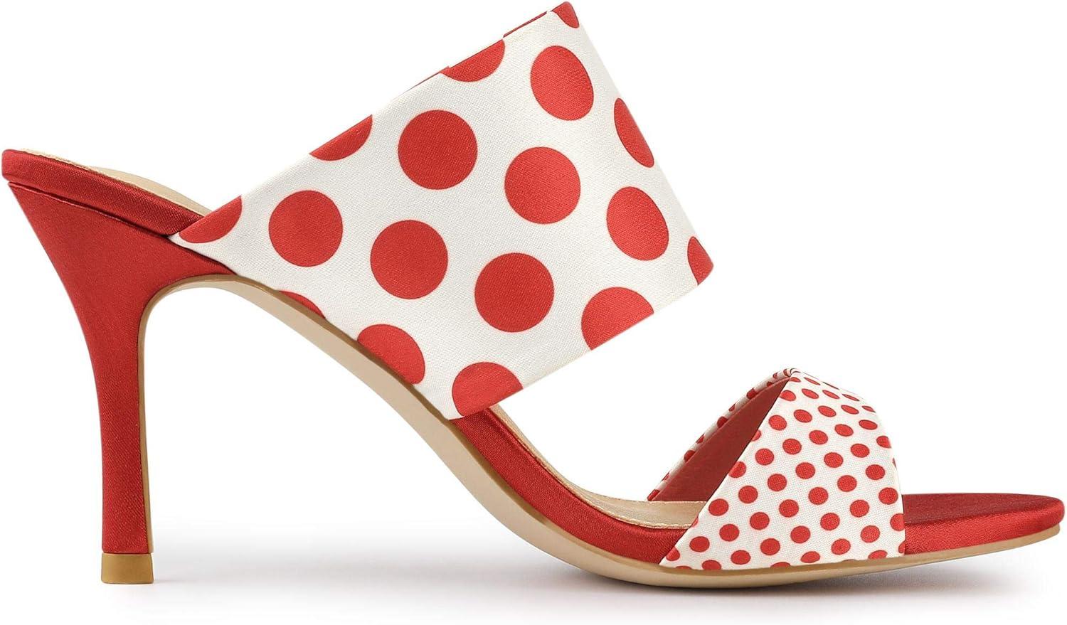 imageAllegra K Womens Polka Dots Stiletto Heel Slides SandalsRed