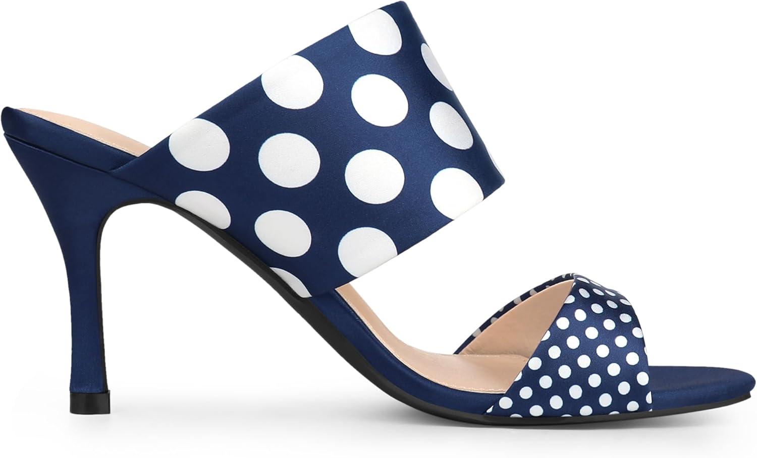 imageAllegra K Womens Polka Dots Stiletto Heel Slides SandalsRoyal Blue