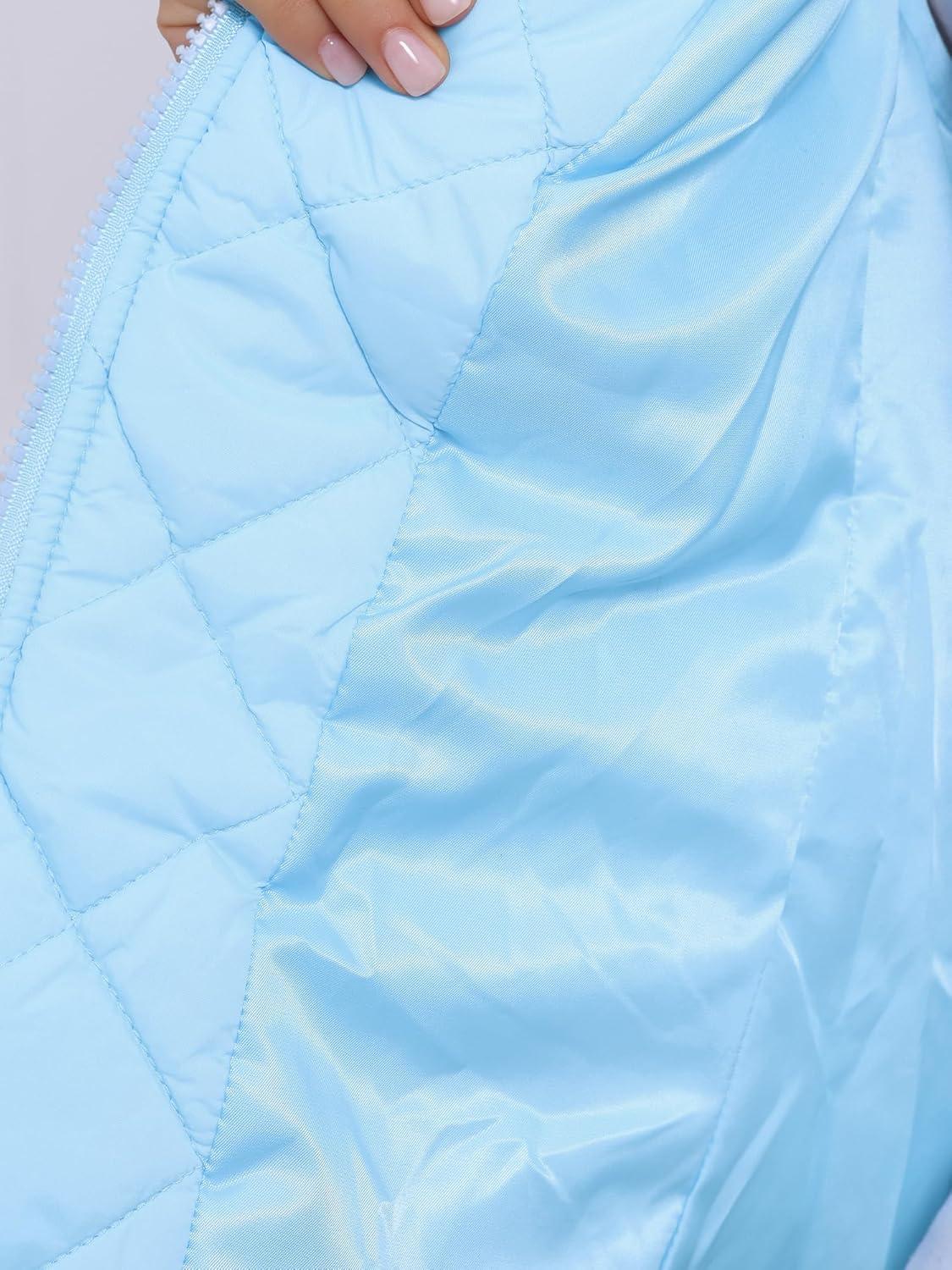 imageAllegra K Womens Puffer Vest Stand Collar Lightweight Gilet Quilted Zip VestBaby Blue