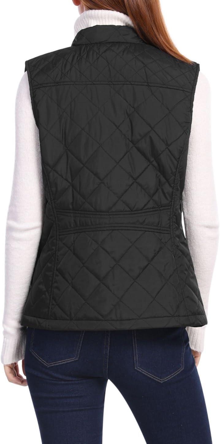 imageAllegra K Womens Puffer Vest Stand Collar Lightweight Gilet Quilted Zip VestBlack