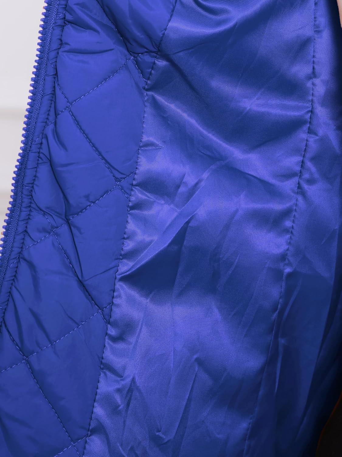 imageAllegra K Womens Puffer Vest Stand Collar Lightweight Gilet Quilted Zip VestBright Blue