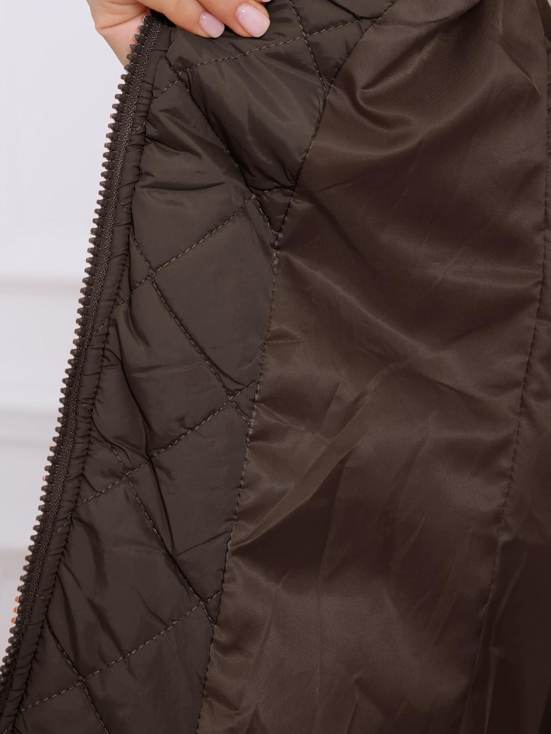 imageAllegra K Womens Puffer Vest Stand Collar Lightweight Gilet Quilted Zip VestBrown