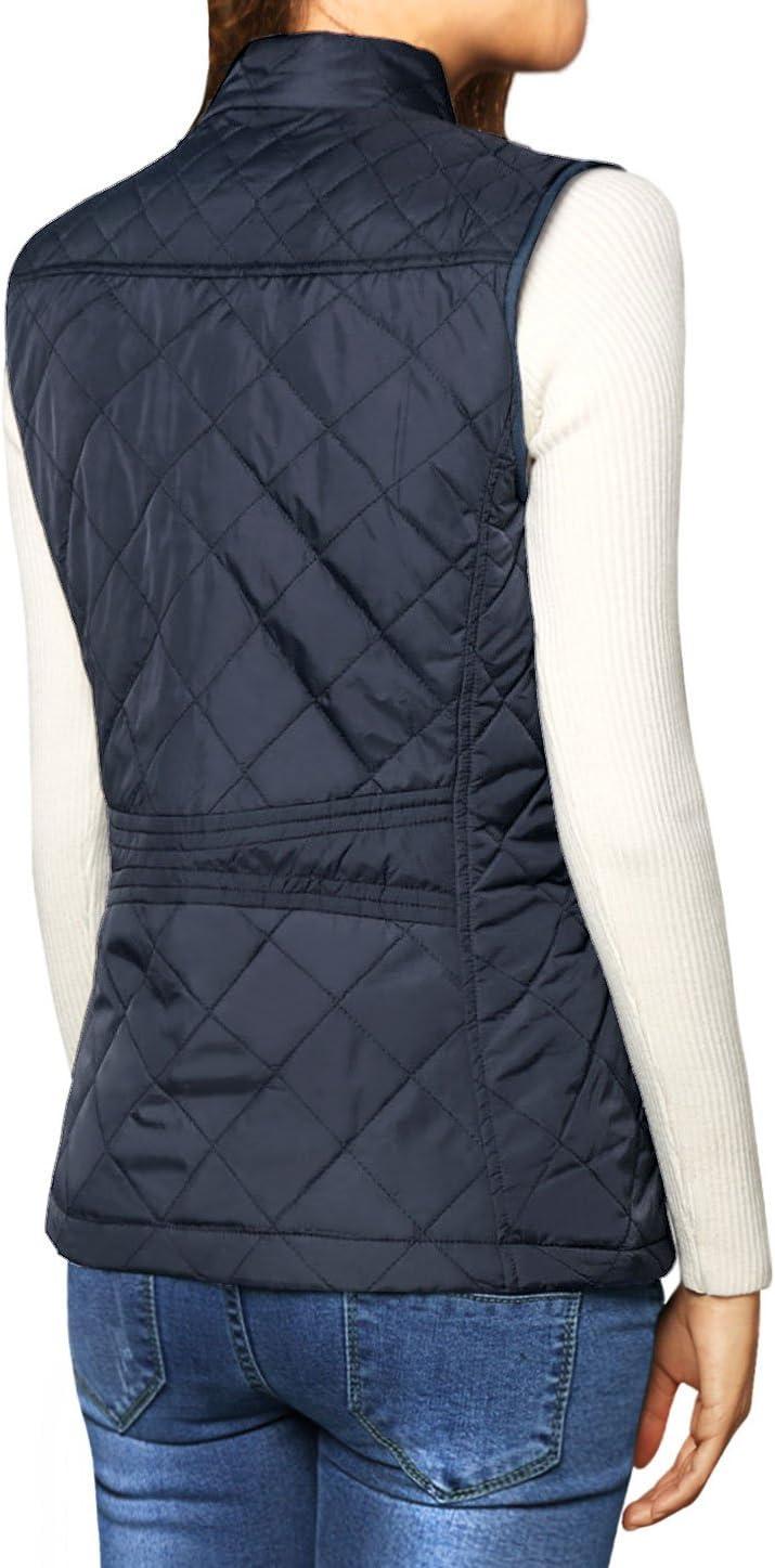 imageAllegra K Womens Puffer Vest Stand Collar Lightweight Gilet Quilted Zip VestDark Blue