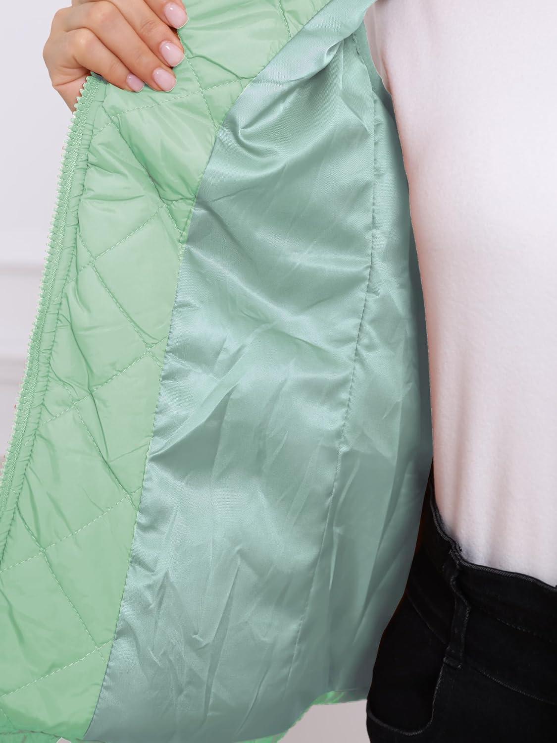 imageAllegra K Womens Puffer Vest Stand Collar Lightweight Gilet Quilted Zip VestDusty Green