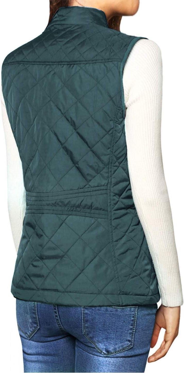 imageAllegra K Womens Puffer Vest Stand Collar Lightweight Gilet Quilted Zip VestForest Green