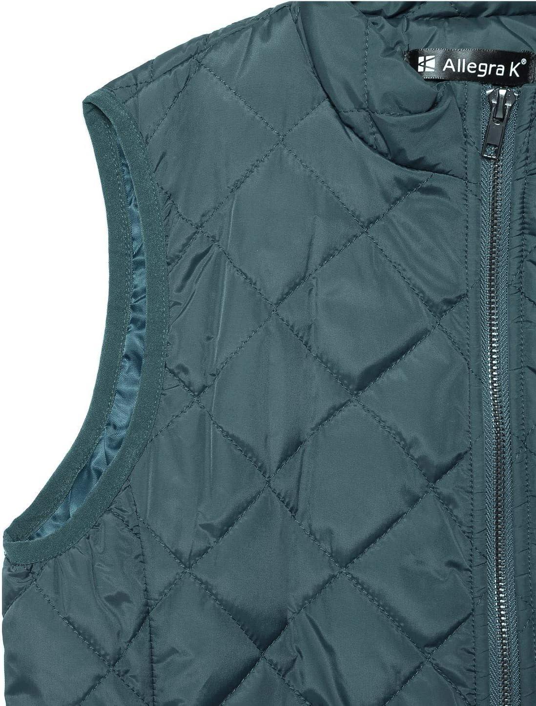 imageAllegra K Womens Puffer Vest Stand Collar Lightweight Gilet Quilted Zip VestForest Green