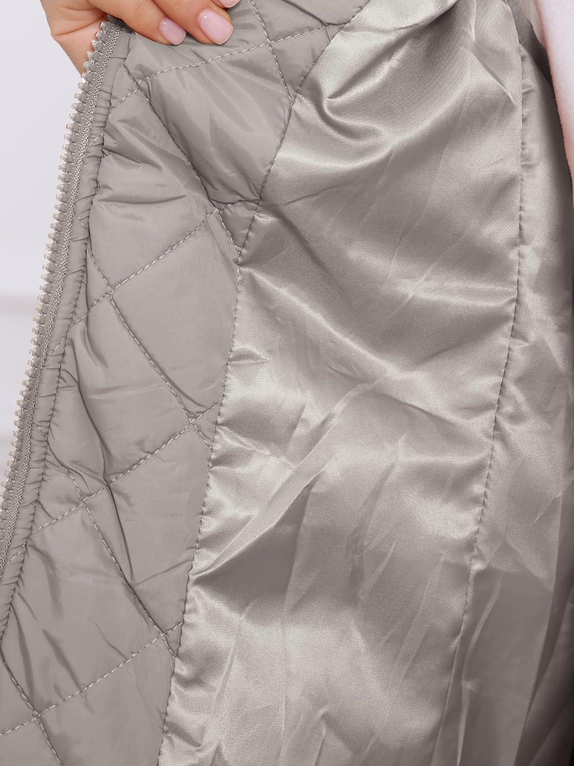 imageAllegra K Womens Puffer Vest Stand Collar Lightweight Gilet Quilted Zip VestGray