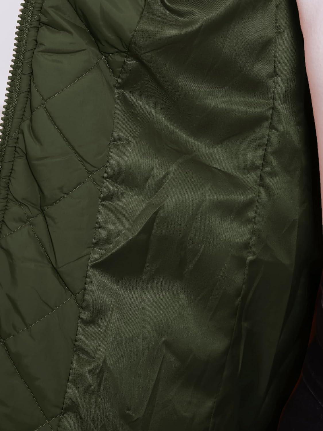 imageAllegra K Womens Puffer Vest Stand Collar Lightweight Gilet Quilted Zip VestGreen