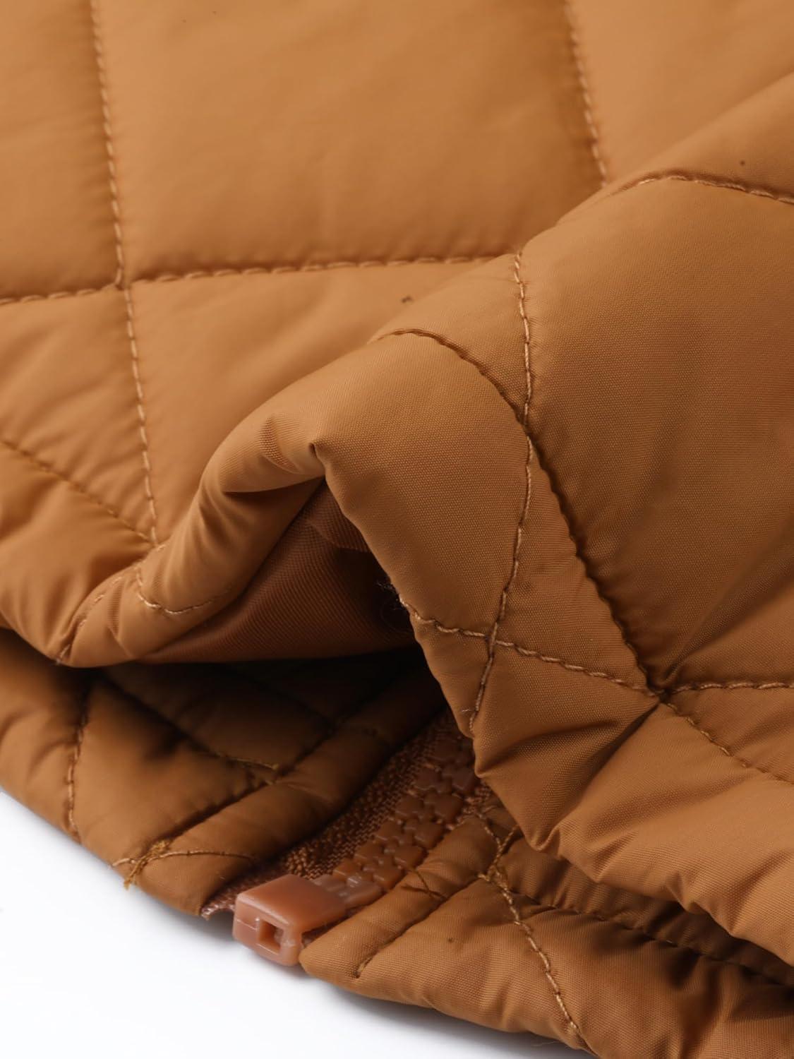 imageAllegra K Womens Puffer Vest Stand Collar Lightweight Gilet Quilted Zip VestSaddle Brown