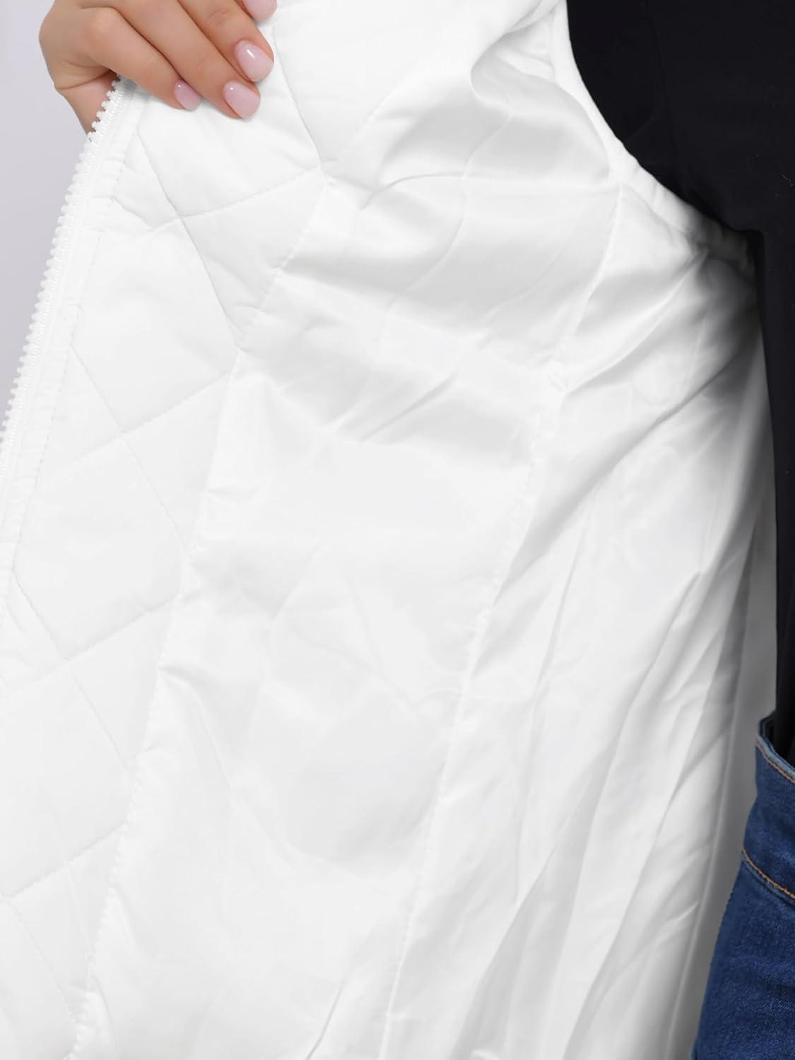 imageAllegra K Womens Puffer Vest Stand Collar Lightweight Gilet Quilted Zip VestWhite