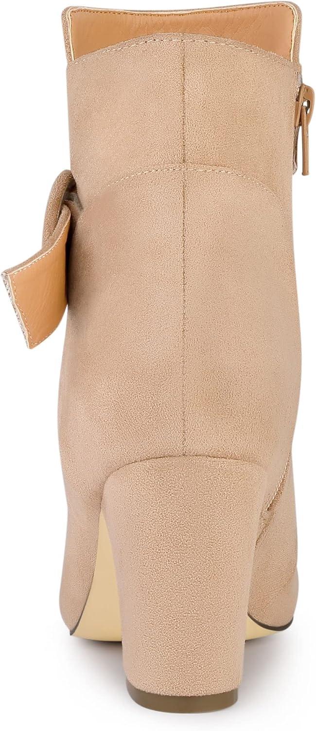 imageAllegra K Womens Round Toe Block Heel Nude Ankle Booties 10 M US