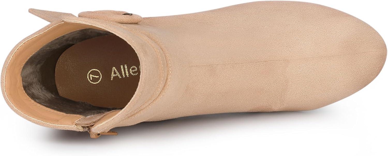 imageAllegra K Womens Round Toe Block Heel Nude Ankle Booties 10 M US