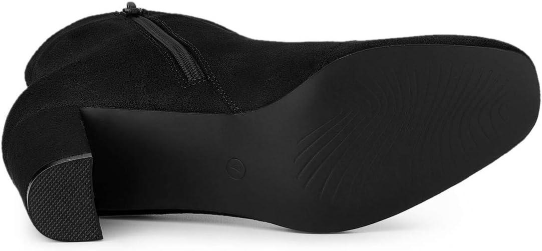 imageAllegra K Womens Side Zip Chunky Heels Ankle BootsBlack