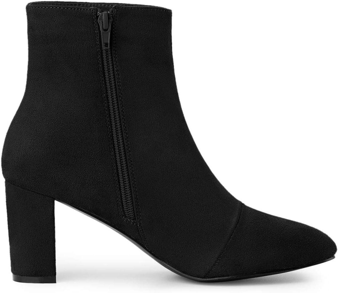 imageAllegra K Womens Side Zip Chunky Heels Ankle BootsBlack