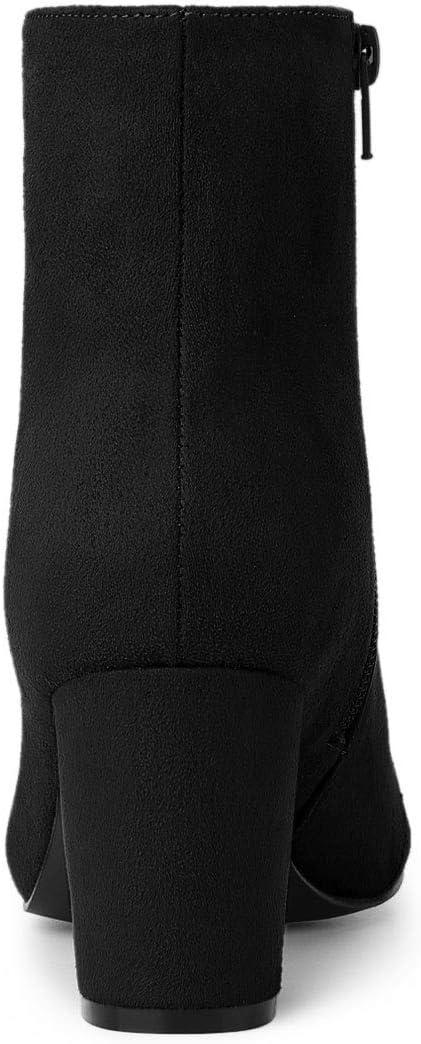 imageAllegra K Womens Side Zip Chunky Heels Ankle BootsBlack