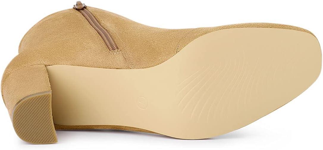 imageAllegra K Womens Side Zip Chunky Heels Ankle BootsCamel