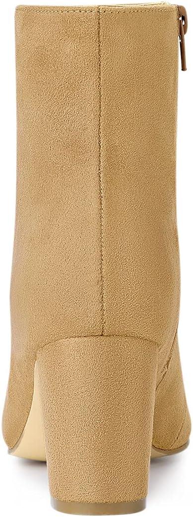 imageAllegra K Womens Side Zip Chunky Heels Ankle BootsCamel