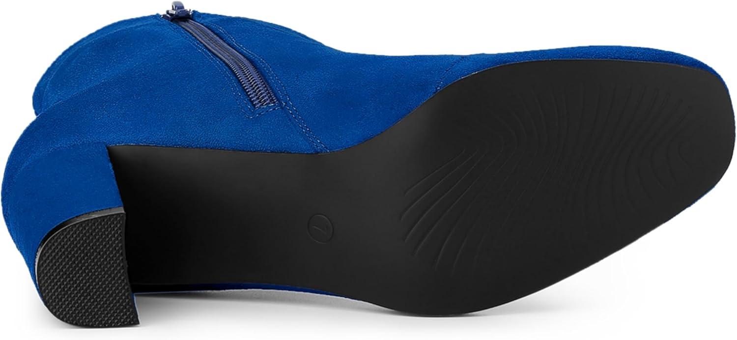 imageAllegra K Womens Side Zip Chunky Heels Ankle BootsDark Blue