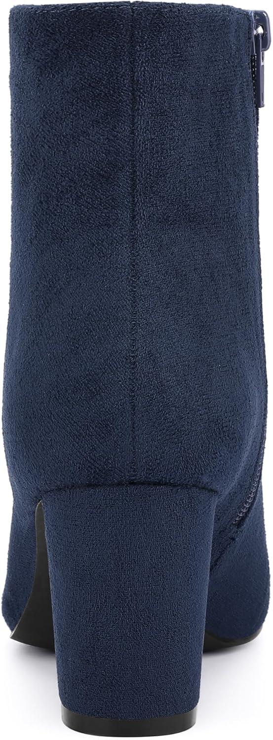 imageAllegra K Womens Side Zip Chunky Heels Ankle BootsNavy Blue