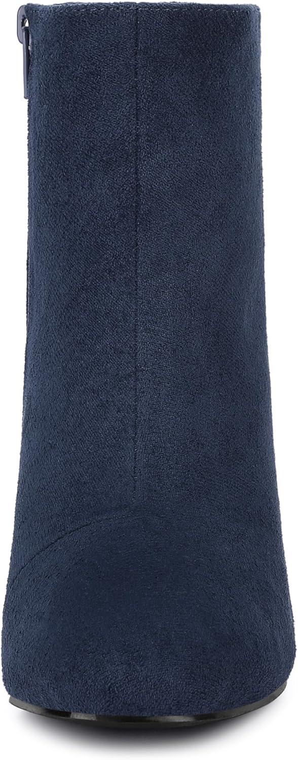 imageAllegra K Womens Side Zip Chunky Heels Ankle BootsNavy Blue