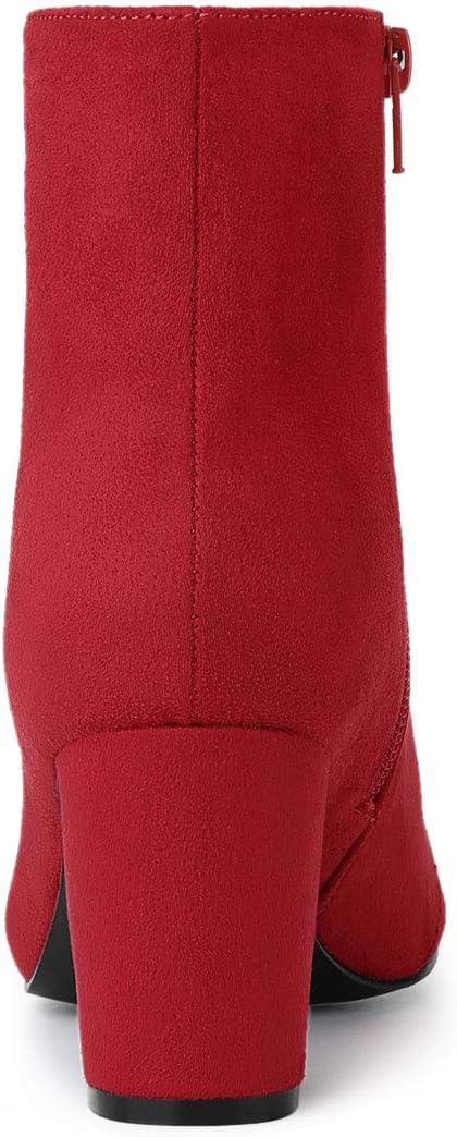 imageAllegra K Womens Side Zip Chunky Heels Ankle BootsRed