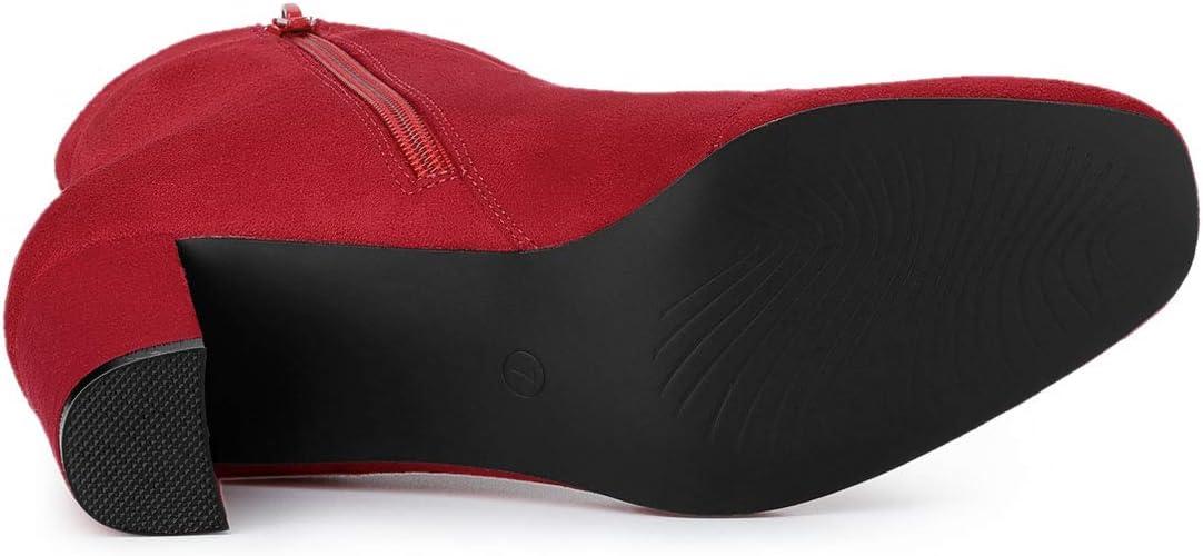imageAllegra K Womens Side Zip Chunky Heels Ankle BootsRed
