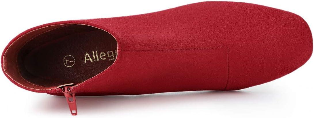 imageAllegra K Womens Side Zip Chunky Heels Ankle BootsRed