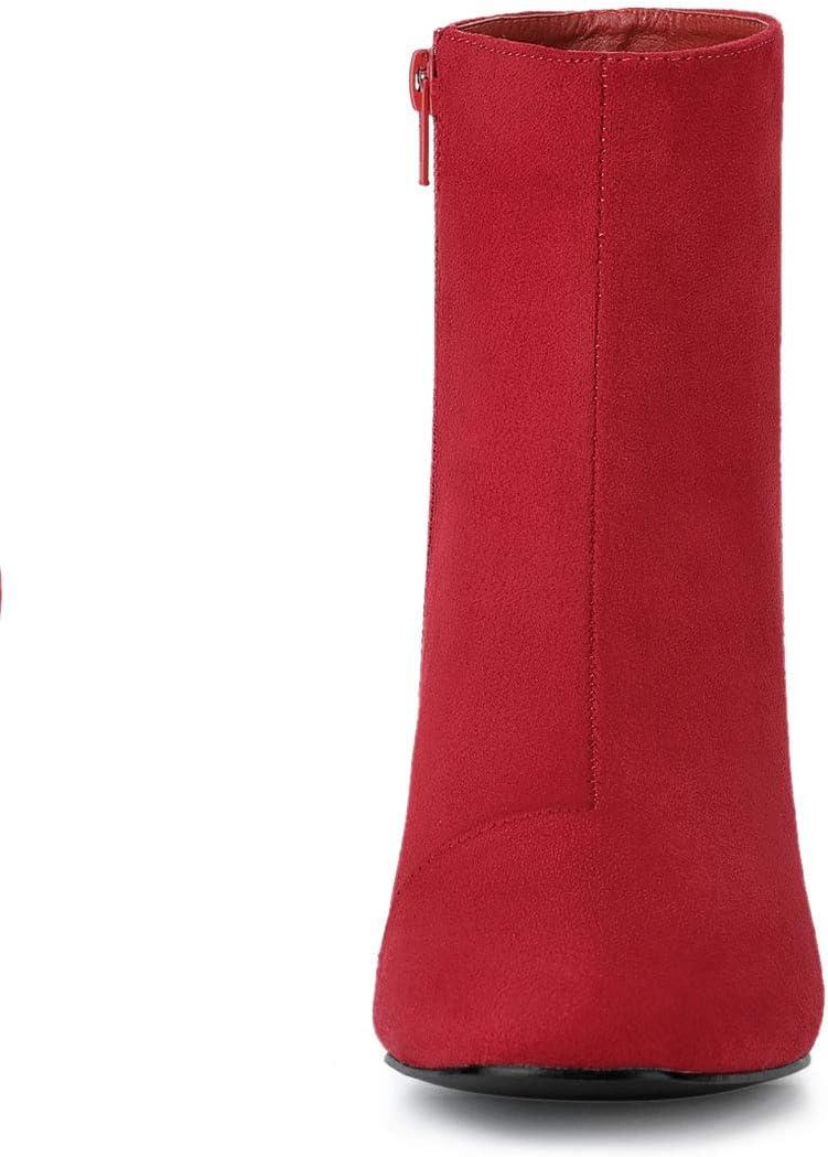 imageAllegra K Womens Side Zip Chunky Heels Ankle BootsRed