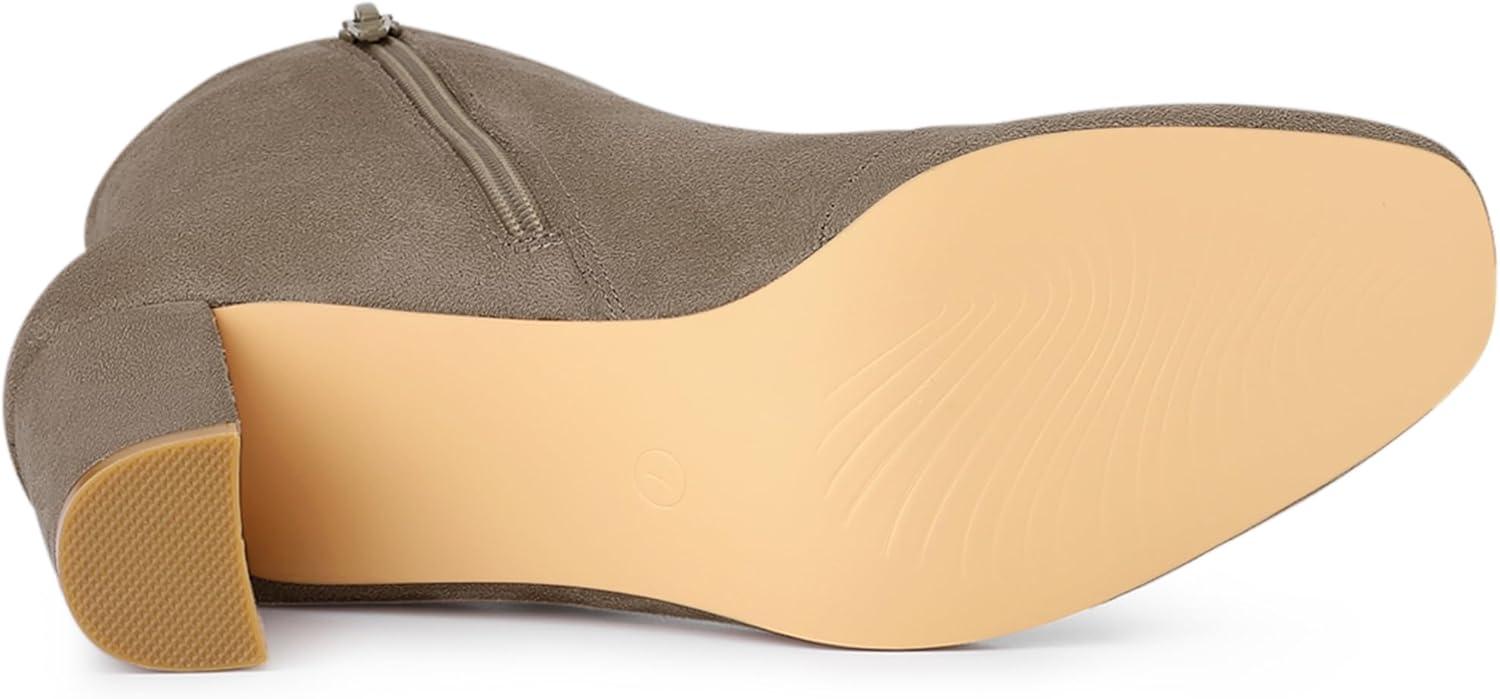 imageAllegra K Womens Side Zip Chunky Heels Ankle BootsTaupe