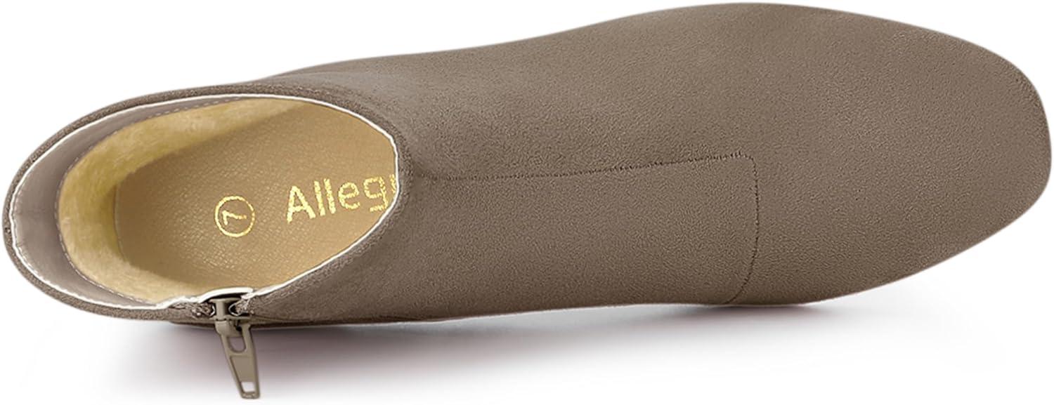 imageAllegra K Womens Side Zip Chunky Heels Ankle BootsTaupe