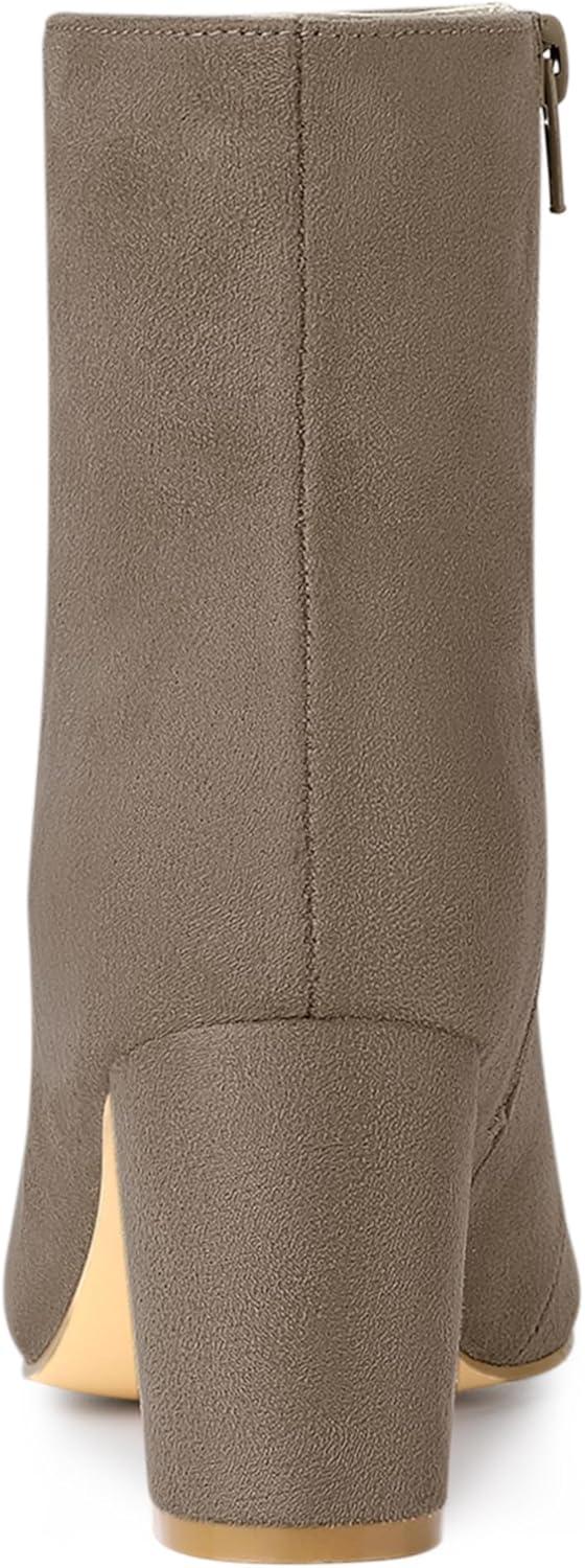 imageAllegra K Womens Side Zip Chunky Heels Ankle BootsTaupe