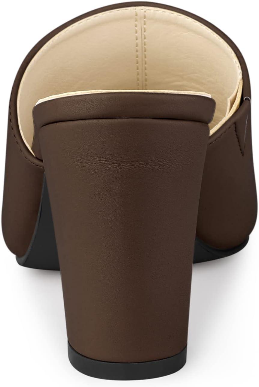 imageAllegra K Womens Slip on Block Heel Slide SandalsCoffee