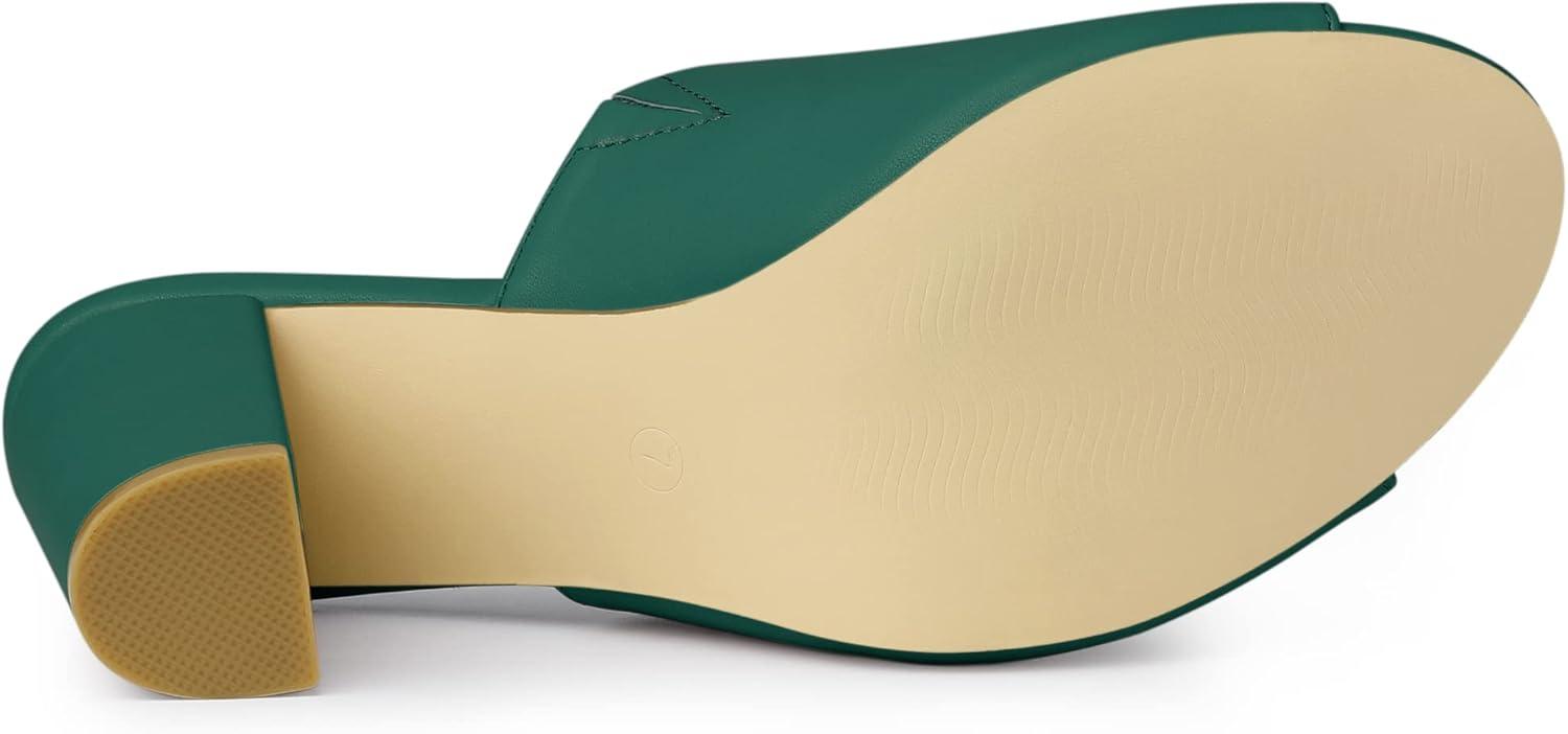 imageAllegra K Womens Slip on Block Heel Slide SandalsGreen