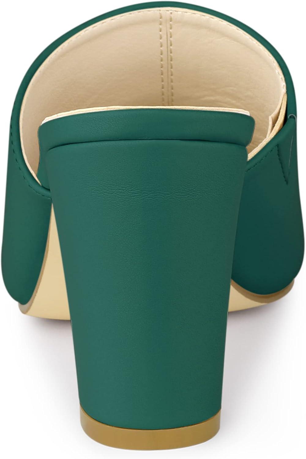 imageAllegra K Womens Slip on Block Heel Slide SandalsGreen