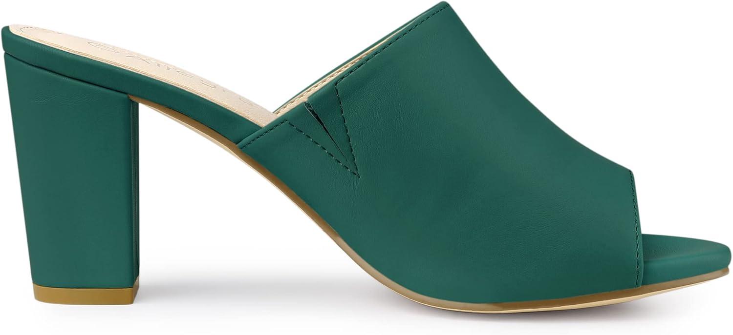imageAllegra K Womens Slip on Block Heel Slide SandalsGreen