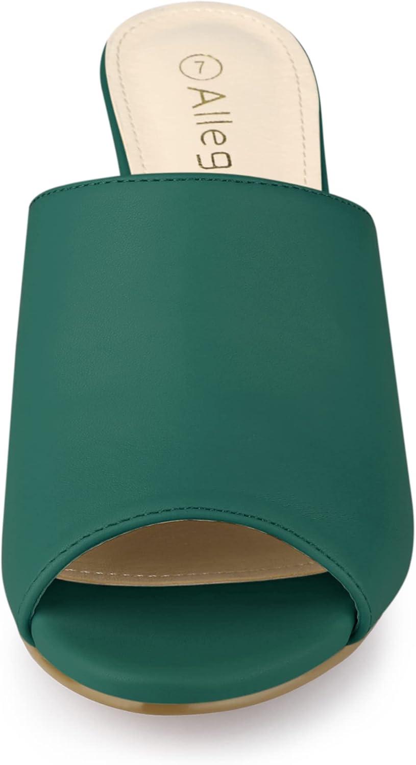 imageAllegra K Womens Slip on Block Heel Slide SandalsGreen