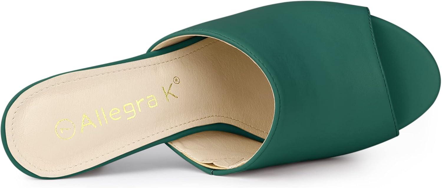 imageAllegra K Womens Slip on Block Heel Slide SandalsGreen