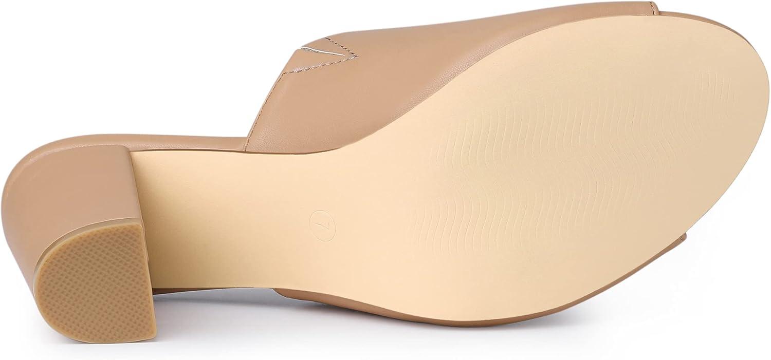 imageAllegra K Womens Slip on Block Heel Slide SandalsNude