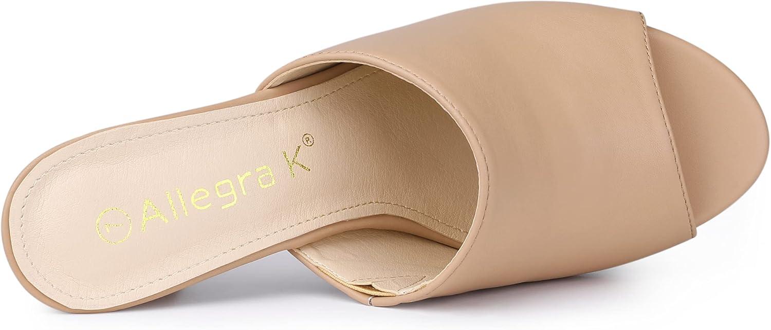 imageAllegra K Womens Slip on Block Heel Slide SandalsNude