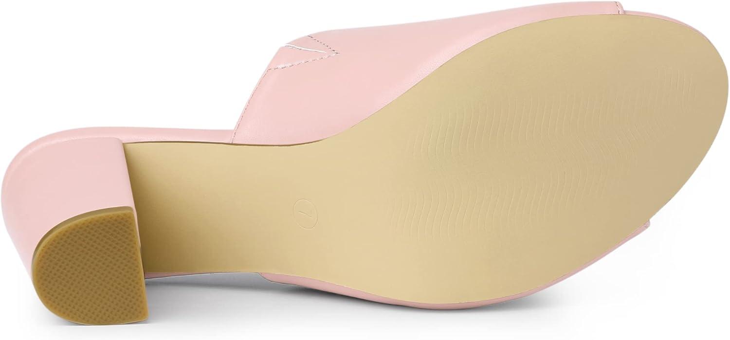 imageAllegra K Womens Slip on Block Heel Slide SandalsPink
