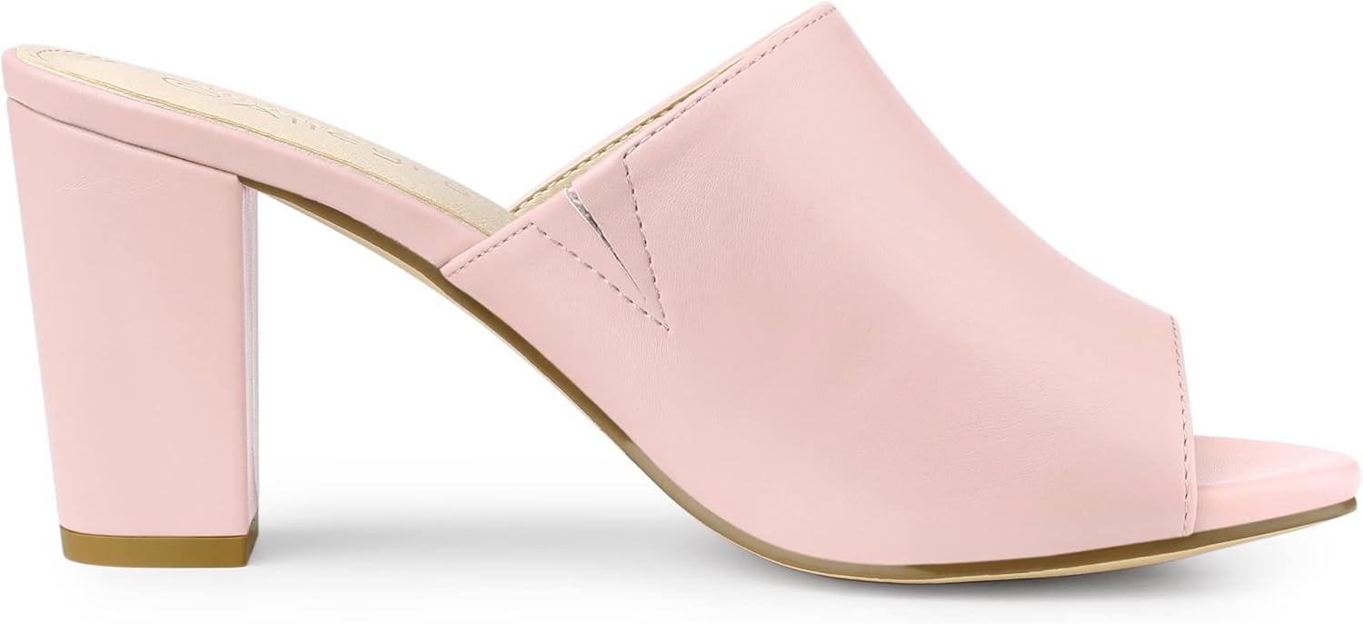 imageAllegra K Womens Slip on Block Heel Slide SandalsPink