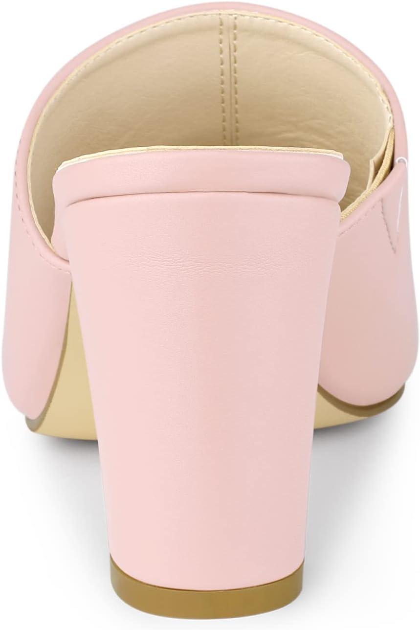 imageAllegra K Womens Slip on Block Heel Slide SandalsPink