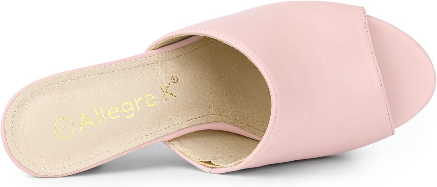 imageAllegra K Womens Slip on Block Heel Slide SandalsPink