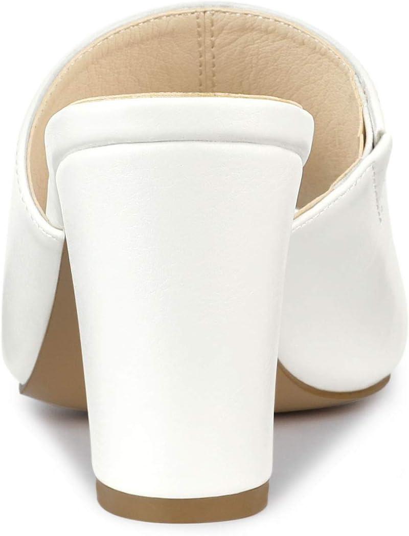 imageAllegra K Womens Slip on Block Heel Slide SandalsWhite