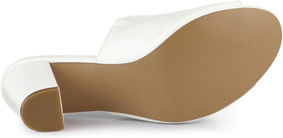 imageAllegra K Womens Slip on Block Heel Slide SandalsWhite