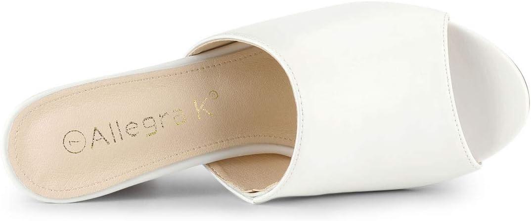 imageAllegra K Womens Slip on Block Heel Slide SandalsWhite