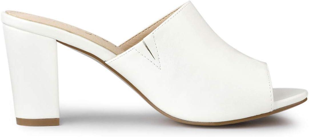 imageAllegra K Womens Slip on Block Heel Slide SandalsWhite