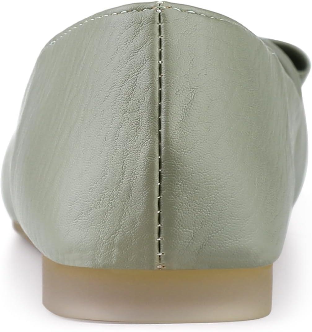 imageAllegra K Womens Squared Toe Comfortable Slip on Round Buckle Ballet FlatsGreen