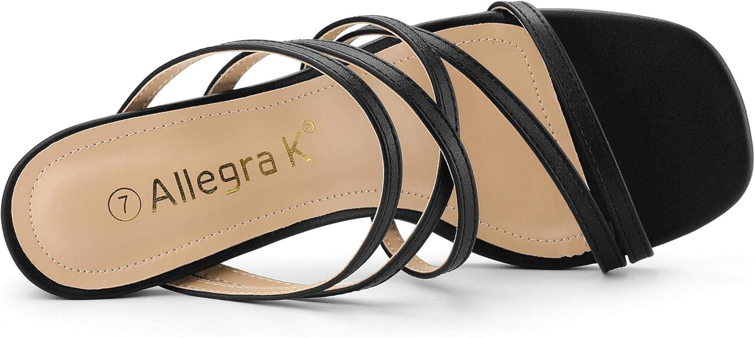 imageAllegra K Womens Strappy Block Heels Slide Heel SandalsBlack